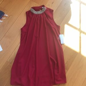 Red sequined dress